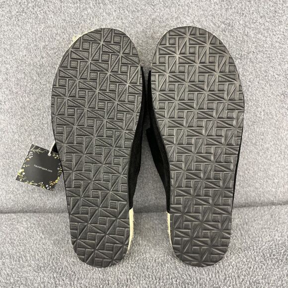 Haute Hippie Sandals Womens 7.5 black genuine suede espadrille slip on buckle - Picture 11 of 11